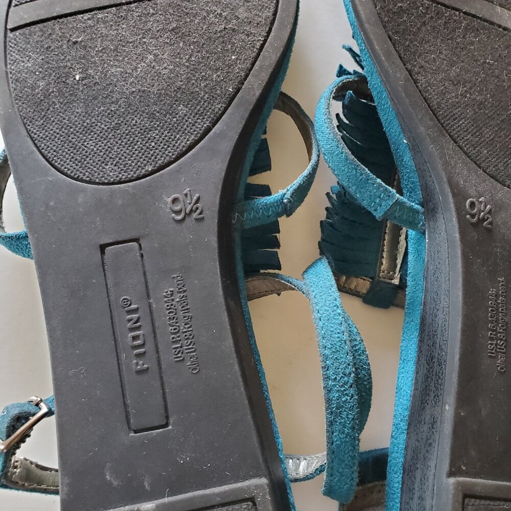 Fioni Turquoise Blue Fringed Sandals Size 9.5 - Picture 8 of 9